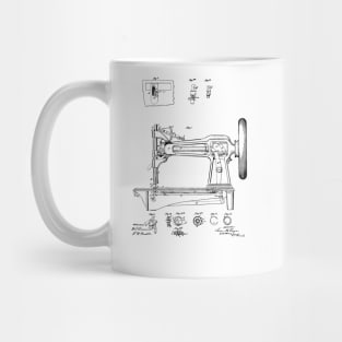 Sewing Machine Vintage Patent Hand Drawing Mug